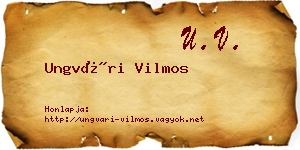 Ungvári Vilmos névjegykártya